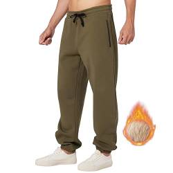 ineepor Jogginghose Herren Baumwolle Thermo Dicke Breite Jogginghosen Baggy Warme Sherpa Gefütterte Weit Gym Sporthosen Winter Track Pants mit reißverschluss Taschen von ineepor