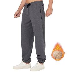 ineepor Jogginghose Herren Baumwolle Thermo Dicke Breite Jogginghosen Baggy Warme Sherpa Gefütterte Weit Gym Sporthosen Winter Track Pants mit reißverschluss Taschen von ineepor