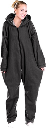 PEARL basic Kuschelanzug: Jumpsuit aus flauschigem Fleece, schwarz, Größe L (Onesie, Einteiler, Geschenkideen) von infactory