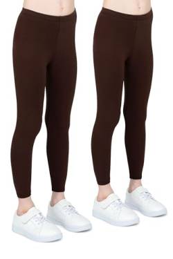 infatti 2er-Pack Leggings für Mädchen atmungsaktives Baumwollgewebe modische Kinderhosen Bequeme Kinderhosen Sport Ballett Schule Gymnastik, Braun 4 Jahre (104 cm) von infatti