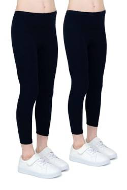 infatti 2er-Pack Leggings für Mädchen atmungsaktives Baumwollgewebe modische Kinderhosen Bequeme Kinderhosen Sport Ballett Schule Gymnastik, Marineblau 13 Jahre (158 cm) von infatti