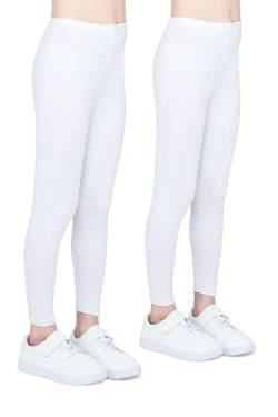 infatti 2er-Pack Leggings für Mädchen atmungsaktives Baumwollgewebe modische Kinderhosen Bequeme Kinderhosen Sport Ballett Schule Gymnastik, Weiß 10 Jahre (140 cm) von infatti