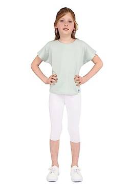 infatti Kinder-Mädchen-Baumwoll-3/4-Leggings, weiche und Bequeme Hose für Kleinkinder, lässiges Training, eleganter, verkürzter Stil, Basic-Kleidung Tonia, Weiß 110 cm (5 Jahre) von infatti