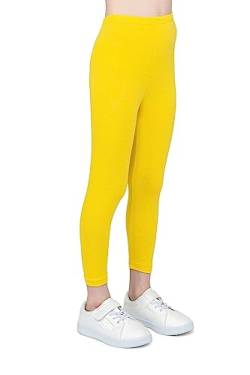 infatti Kinder-Mädchen-Baumwoll-Leggings, weiche und Bequeme Hose für Kinder, lässiges Training, eleganter Stil, Basic-Kleidung Zoe, Gelb 122 cm (7 Jahre) von infatti