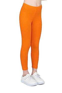 infatti Kinder-Mädchen-Baumwoll-Leggings, weiche und Bequeme Hose für Kinder, lässiges Training, eleganter Stil, Basic-Kleidung Zoe, Orange 122 cm (7 Jahre) von infatti