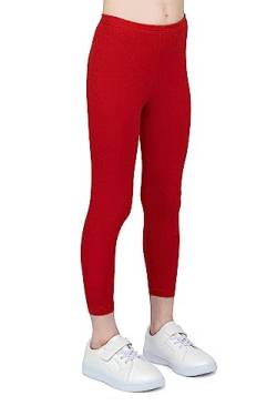 infatti Kinder-Mädchen-Baumwoll-Leggings, weiche und Bequeme Hose für Kinder, lässiges Training, eleganter Stil, Basic-Kleidung Zoe, Rot 104 cm (4 Jahre) von infatti