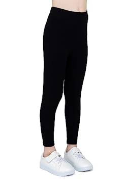 infatti Kinder-Mädchen-Baumwoll-Leggings, weiche und Bequeme Hose für Kinder, lässiges Training, eleganter Stil, Basic-Kleidung Zoe, Schwarz 122 cm (7 Jahre) von infatti