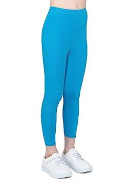 infatti Kinder-Mädchen-Baumwoll-Leggings, weiche und Bequeme Hose für Kinder, lässiges Training, eleganter Stil, Basic-Kleidung Zoe, Türkis 128 cm (8 Jahre) von infatti