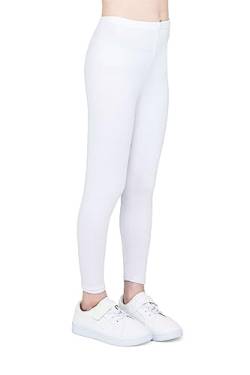 infatti Kinder-Mädchen-Baumwoll-Leggings, weiche und Bequeme Hose für Kinder, lässiges Training, eleganter Stil, Basic-Kleidung Zoe, Weiß 122 cm (7 Jahre) von infatti