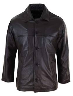 infinity Herren Lederjacke 100% Echtleder Knopf Design Schwarz Braun Mittlere Länge Klassisch von infinity