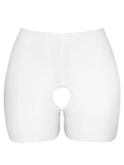 inhzoy Damen Durchsichtige Shorts Ouvert Slip Boxer Briefs Offener Schritt Leggings Unterhose Radlerhose Reizwäsche Kurz_Weiß Einheitsgröße von inhzoy