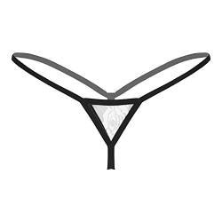 inhzoy Damen Micro Mini String Tanga Transparent Spitze Bikini Slip Thong T-Back Frauen Erotik Dessous Reizwäsche Unterhose Low Rise Weiß One Size von inhzoy