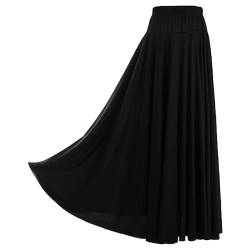 inhzoy Damen Tanzrock Latin Walzer Gesellschaftstanz Jazz Rock Folklorico Boho Zigeuner Rock Midi Maxirock Performance Tanzkostüm A_Schwarz 4XL von inhzoy