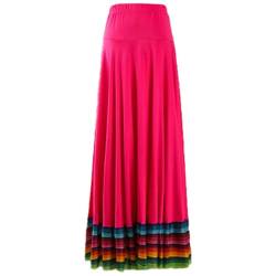 inhzoy Damen Tanzrock Latin Walzer Gesellschaftstanz Jazz Rock Folklorico Boho Zigeuner Rock Midi Maxirock Performance Tanzkostüm B_Hotpink_87cm 5XL von inhzoy