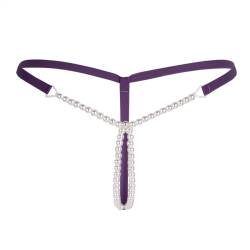 inhzoy Frauen Sexy Strings Micro Slip Tanga Thong mit zweireihiger Perlen T-Back Perlenstring Erotik Dessous Schlüpfer Violett One_Size von inhzoy