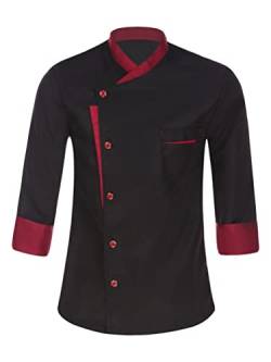 inhzoy Herren Damen Kochjacke Langarm Bäckerjacke mit Druckknöpfen Gastronomie Hemd Kochbekleidung Chef Uniform Küchen Arbeitsjacke A_Schwarz M von inhzoy