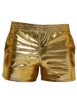 inhzoy Herren Glanz Metallic Shorts Hotpants Lederoptik Boxershorts Trunks Glitzer Strand Badeshorts Sport Gym Jogger Kurze Hose A_Gold XL von inhzoy