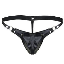 inhzoy Herren Mini Slip Wetlook String Tanga T-Back Thong mit Penis-Loch Bikini Brief Unterhose Sexy Lingerie Unterwäsche Clubwear Schwarz M von inhzoy