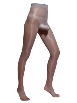 inhzoy Herren Strumpfhose Sexy Mit Beutel/Penishülle Männer Transparent Glanz Leggings Mit Fuss Pantyhose Erotische Wäsche Hosen Tights Grau_D One Size von inhzoy