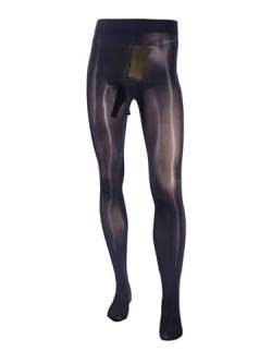 inhzoy Herren Strumpfhose Sexy Mit Beutel/Penishülle Männer Transparent Glanz Leggings Mit Fuss Pantyhose Erotische Wäsche Hosen Tights Schwarz_A XL von inhzoy