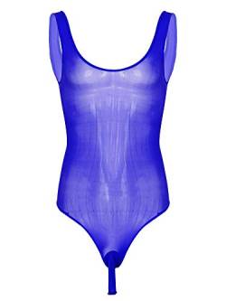 inhzoy Herren Transparent Body Nylon Bodysuit Tanga Stringbody Ärmellos Unterhemd Trikot Top Erotik Dessous Einteilige Nachtwäsche Königsblau Mit Beutel OneSize von inhzoy