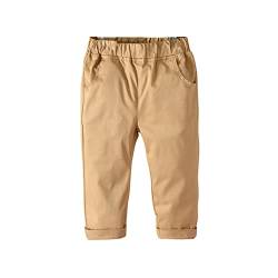 inhzoy Kinder Baby Jungen Hose Straight Chino Pants Baumwolle Elastische Bund Sport Freizeithose Sweathose Regular Fit Khaki 80-86/12-18 Monate von inhzoy