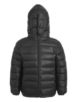 inhzoy Kinder Baby Jungen Mädchen Steppjacke Leichte Puffer Jacke mit Kapuze Neugeborene Herbst Winter Warme Outdoor Übergangsjacke Schwarz_B 170-176 von inhzoy