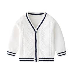 inhzoy Kleinkinder Baby Mädchen Jungen Strickte Jacke Pullover Weihnachten Umlegekragen Strickjacke Langram Cardigan Sweatshirt Gr.50-128 Weiß C 110-116/5-6 Jahre von inhzoy