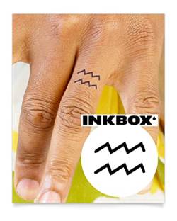 Inkbox Temporary Tattoos, Semi-Permanent Tattoo, One Premium Easy Long Lasting, Waterproof Temp Tattoo with For Now Ink - Lasts 1-2 Weeks, Astrological Aquarius, 1 x 1 in von inkbox
