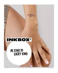 Inkbox Temporary Tattoos, Semi-Permanent Tattoo, One Premium Easy Long Lasting, Waterproof Temp Tattoo with For Now Ink - Lasts 1-2 Weeks, Be Kind, 2 x 2 in von inkbox