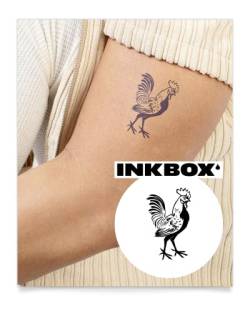 Inkbox Temporary Tattoos, Semi-Permanent Tattoo, One Premium Easy Long Lasting, Waterproof Temp Tattoo with For Now Ink - Lasts 1-2 Weeks, Eager Rooster, 3 x 3 in von inkbox