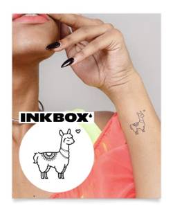 Inkbox Temporary Tattoos, Semi-Permanent Tattoo, One Premium Easy Long Lasting, Waterproof Temp Tattoo with For Now Ink - Lasts 1-2 Weeks, Llama Jingle, 2 x 2 in von inkbox