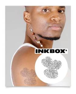 Inkbox Temporary Tattoos, Semi-Permanent Tattoo, One Premium Easy Long Lasting, Waterproof Temp Tattoo with For Now Ink - Lasts 1-2 Weeks, Monstera Trio, 4 x 4 in von inkbox
