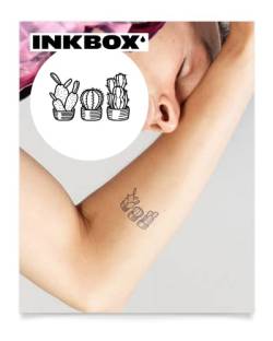 Inkbox Temporary Tattoos, Semi-Permanent Tattoo, One Premium Easy Long Lasting, Waterproof Temp Tattoo with For Now Ink - Lasts 1-2 Weeks, Team Cacti, 3 x 3 in von inkbox