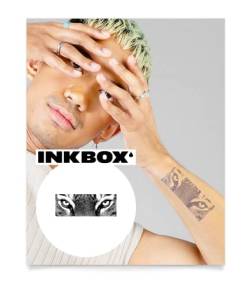 Inkbox Temporary Tattoos, Semi-Permanent Tattoo, One Premium Easy Long Lasting, Waterproof Temp Tattoo with For Now Ink - Lasts 1-2 Weeks, Tiger Eye Tattoo, Watching Over, 5 x 2 in von inkbox