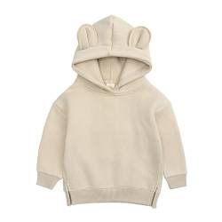 inlzdz Baby Hoodies Kleinkind Sweatshirts Mit Kapuze Cartoon 3D Ohr Kapuzenpullover Fleece Sweatjacke Pullover Kinder Outwear Apricot 98-104 von inlzdz