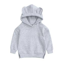 inlzdz Baby Hoodies Kleinkind Sweatshirts Mit Kapuze Cartoon 3D Ohr Kapuzenpullover Fleece Sweatjacke Pullover Kinder Outwear Grau 80-92 von inlzdz