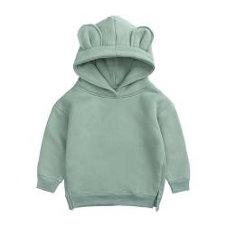 inlzdz Baby Hoodies Kleinkind Sweatshirts Mit Kapuze Cartoon 3D Ohr Kapuzenpullover Fleece Sweatjacke Pullover Kinder Outwear Grün 74-80 von inlzdz