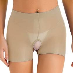 inlzdz Damen Herren Mesh Ouvert-Panties Boxer Briefs Transparent Panties Stretch Shorts Offen Schritt Höschen Erotik Dessous Unterwäsche Nude One Size von inlzdz