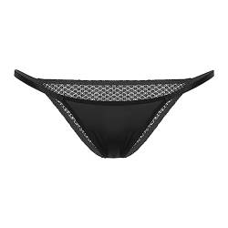 inlzdz Damen Mesh Durchsichtig G-String Tanga Niedriger Taille Panties T-Back Bikini Slip Riemen Micro Slip Transparent Höschen Sexy Unterwäsche Erotik Dessous Schwarz Plaid S von inlzdz