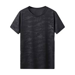 inlzdz Herren Camouflage Sportshirt Laufshirt Schnell Trocknendes T-Shirt Kurzarm Funktionsshirt Trainingsshirt Atmungsaktiv Männer Sommer Kurzarmshirts Schwarz 4XL von inlzdz