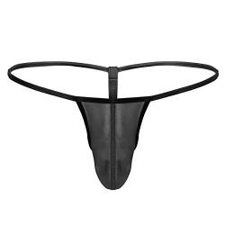 inlzdz Herren G-String Tanga Transparente Bikini Slip Männer Low Rise Unterhose T-Back Thongs Erotik Panties Dessous Reizwäsche Schwarz One_Size von inlzdz