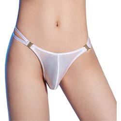 inlzdz Herren Glatte Jockstrap G-String Sexy Unterwäsche Männer Unterhose T-Back Bulge Pouch Hipster Trunks Mini Slip Erotik Reizwäsche A Weiß One Size von inlzdz