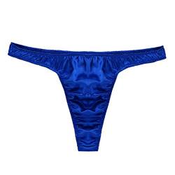 inlzdz Herren Sissy Slips Satin G-String Glänzend Tanga Thong Männer Low Rise Unterhose Erotik Dessous Sexy Unterwäsche M-XL Blau L von inlzdz