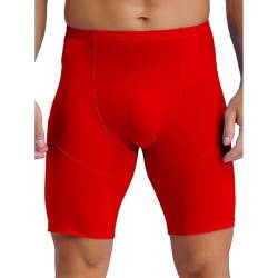 inlzdz Herren Sport Shorts Kurze Legging Laufshorts Knielang Kompressionsshorts Compression Tight Shorts Atmungsaktiv Unterziehhose Radlerhose Fitness Jogging Rot L von inlzdz