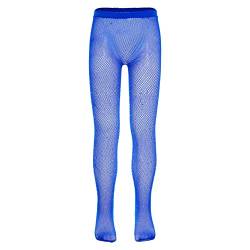 inlzdz Mädchen Fischernetz Strümpfe Leggings High Tight Kinder Strumpfhose Rhinestones Netzstrumpfhose Netzstrumpfhosen Mode Socken Royal Blau 116-164 von inlzdz