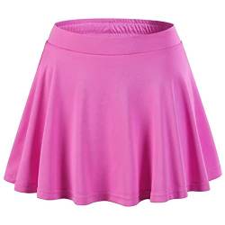 inlzdz Mädchen Tennisrock Sportrock Golfrock Hosenrock Minirock mit Innenhose Hohe Taille Tennis Golf Skort Sommer Tennisröcke Laufrock Für Fitness Hockey Rosa 128-134 von inlzdz