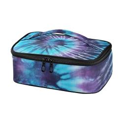 innewgogo Blau-violette Batik-Lunch-Taschen für Mädchen und Jungen, auslaufsichere Kühltasche mit Doppelreißverschluss, Sandwich-Taschen mit Griff für Picknick, Wandern, Strand von innewgogo