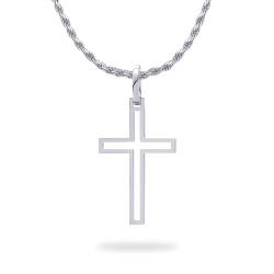 ioKioy - 925 Sterling Silber Kordelkette mit Kreuz Anhänger - Premium unisex Schmuck für Damen und Herren - stylische Halskette mit Kreuz (50cm) von ioKioy