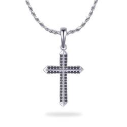 ioKioy - 925 Sterling Silber Kordelkette mit Kreuz Anhänger - Premium unisex Schmuck für Damen und Herren - stylische Halskette mit Kreuz (55cm) von ioKioy